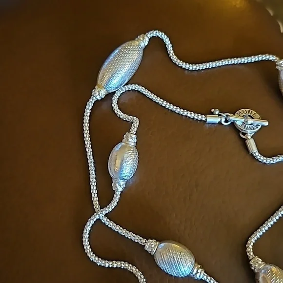 MONET Silvertone Beaded Long Sweater Chain Holiday Necklace - Picture 3 of 6